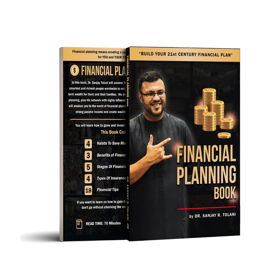 Book cover mockup for The Financial Planning Book by Dr. Sanjay Tolani